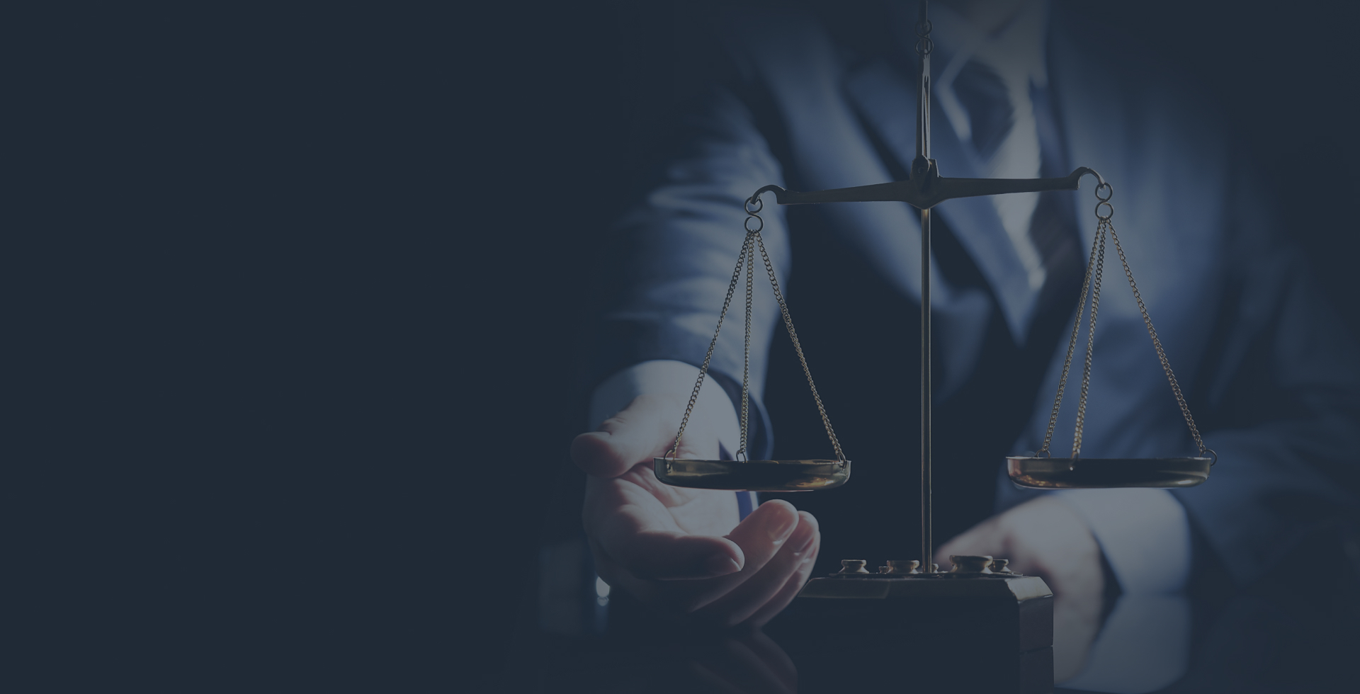 An advocate presenting balanced scales of justice